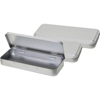 👉 Pennendoosje aluminium zilver active 3x Pennendoosje/pennenblikje 8 x 18 cm schrijfgerei opbergen