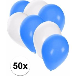 👉 Ballon active witte blauw 50x Ballonnen - 27 cm / versiering