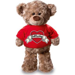 👉 Teddyberen knuffel pluche active rood Beterschap teddybeer 24 cm met t-shirt