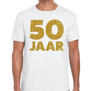 👉 Shirt wit s mannen 50 Jaar glitter verjaardag t-shirt heren