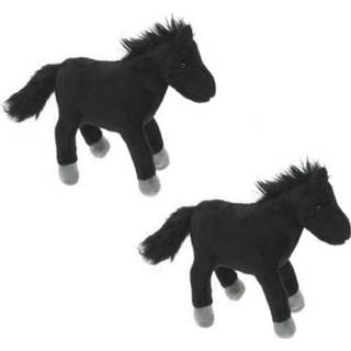 👉 Knuffel active zwart 2x paard 25 cm knuffels kopen