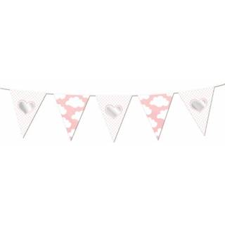 👉 Babyshower active baby's roze vlaggenlijn met wolkjes
