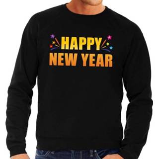 👉 Trui active mannen zwart Happy new year trui/ sweater voor heren