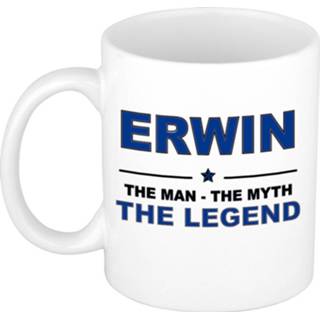 👉 Beker mannen Erwin The man, myth legend cadeau koffie mok / thee 300 ml