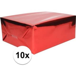 👉 Folie rood kunststof 10x kadopapier metallic