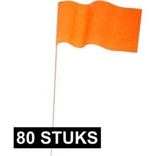 👉 Active oranje papier 80x zwaaivlaggetjes