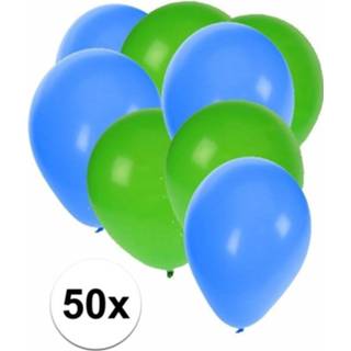 👉 Ballon active groen blauwe 50x ballonnen - 27 cm / versiering