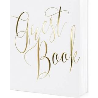 👉 Gasten boek active wit Gastenboek wit/goud 20 x 25 cm