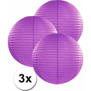 👉 Lampion active paars 3 bolvormige lampionnen 35 cm