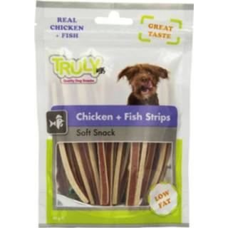👉 Hondensnack active Truly Strips Chicken&Fish 90 gram 8718692582040