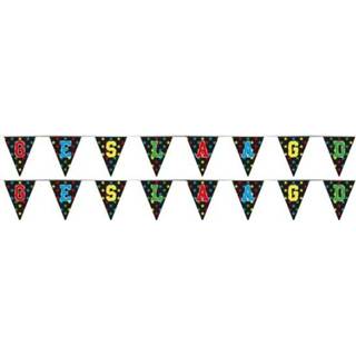 👉 Vlaggen lijn active 2x Feestartikelen geslaagd vlaggenlijntje/slingertje 4 m holografisch/varsity letters