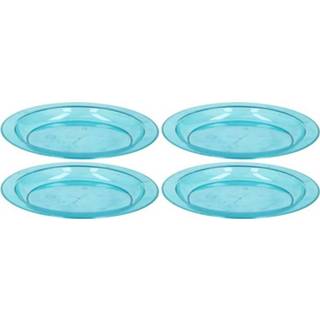 👉 Plastic bord active blauw blauwe kunststof 4x borden/bordjes 20 cm
