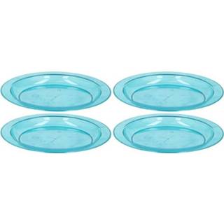 👉 Kinder servies kunststof plastic active kinderen blauw 4x Ontbijtbordje 20 cm kinderservies van plastic/kunststof