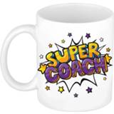 👉 Beker active wit Super coach cadeau mok / met sterren 300 ml