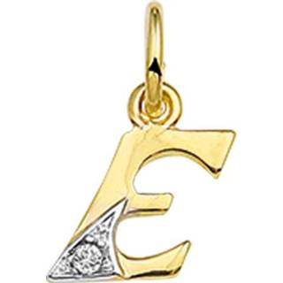 👉 Hanger geelgoud diamant active Alfabet Letter E van met