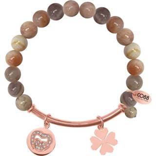 👉 Armband natuursteen active vrouwen rekarmband CO88 met bedels bar/harten/klaver rosé/multibruin 8CB-50005 8718754157254