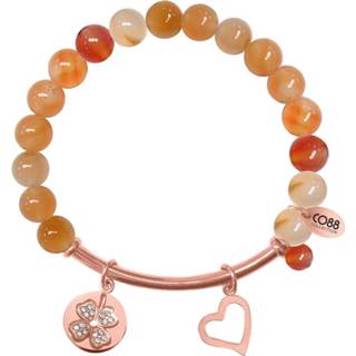 👉 Armband natuursteen rekarmband active vrouwen geel rood CO88 met bedels bar/hart/klaver rosé/geel/rood 8CB-50009 8718754157292