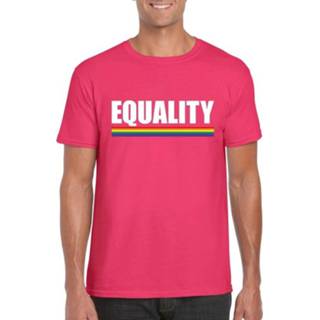 👉 Shirt active mannen roze Equality met regenboog vlag heren