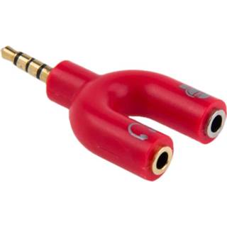 3,5 mm stereo male naar 3,5 mm hoofdtelefoon en microfoon vrouwelijke splitteradapter (rood)