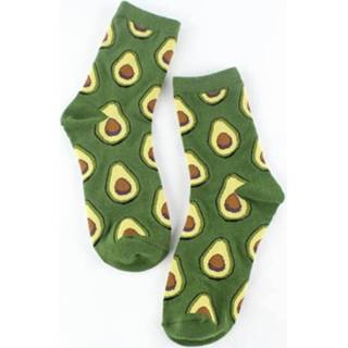 👉 Damessok active vrouwen Tropical Fruit Pattern Personality Trend Tube Katoenen damessokken (avocado) 6922355777397