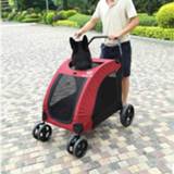 👉 Hondentrolley rood active DODOPET Outdoor Portable Opvouwbare Grote Honden Trolley (Rood)