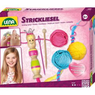 👉 Roze hout wol blauw meisjes Lena Punnikset Hout/wol Roze/gee 4006942837809