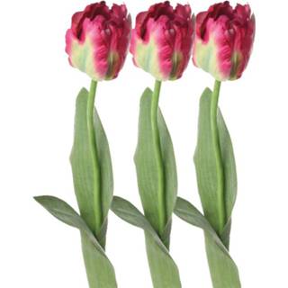 👉 Kunstbloem roze 3x tulp 62 cm