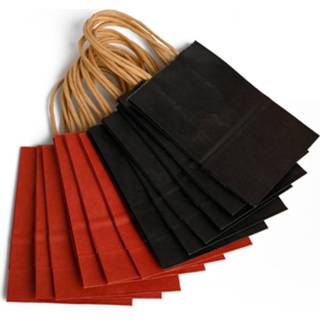 👉 Papieren zak rood zwarte papier multikleur 12 Stuks En Zakjes Met Handvat - Bruiloft 90165162033