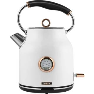 👉 Waterkoker wit rose goud Tower Retro 1.7 Liter Bottega Gold 5056032924901