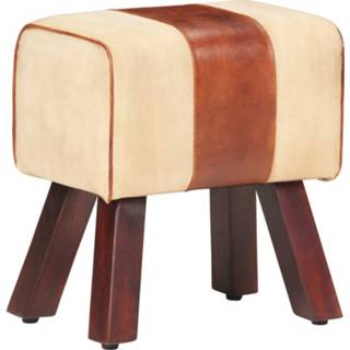 👉 Bruin canvas leer active Bankje 38 cm en echt 8720286178973
