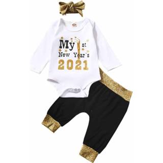 👉 Rompertje wit active schoonheid kinderen 3 in 1 Herfst Brief Print Lange Mouw Romper + Broek Boog-knoop Hoofdtooi Set (Kleur: Maat: 90 cm) 6922711329512