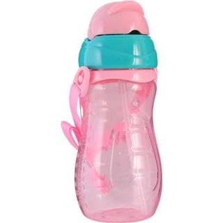 👉 Zuigfles roze active baby's Baby Water Met Rietje Draagbare Cartoon Save Cups Sport Flessen Babyvoeding (Roze)