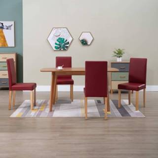👉 Eetkamerstoelen 4 st kunstleer rood