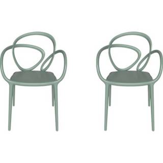 👉 Groen active Qeeboo Loop Chair zonder kussen, set van 2 8052049050821