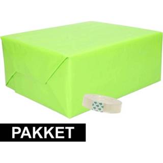👉 Kado papier active groen limoen 3x kadopapier lime/groen met tape