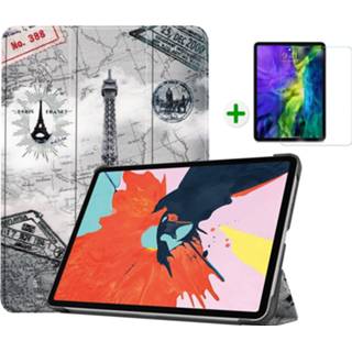 👉 Screenprotector active IPad Air 2020 hoes - 10.9 inch en Tablet met Auto sleep/wake Functie Eiffeltoren 8719793116653