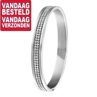 👉 Bangle armband active Edelstalen met Scharnier en Strass Stenen