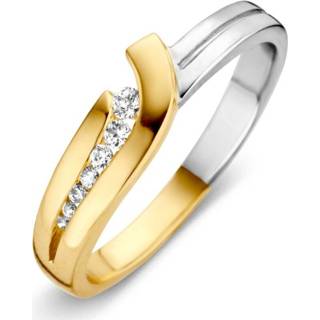 👉 Zirkonia bicolor active Excellent Jewelry Ring met Opengewerkte Strook