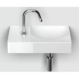 👉 Fontein wit glans keramiek Clou Vale 38cm met kraangat links -