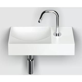 👉 Fontein wit keramiek Clou Vale 38cm met kraangat rechts - mat