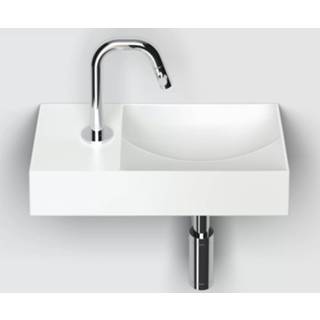 👉 Fontein wit keramiek Clou Vale 38cm met kraangat links - mat