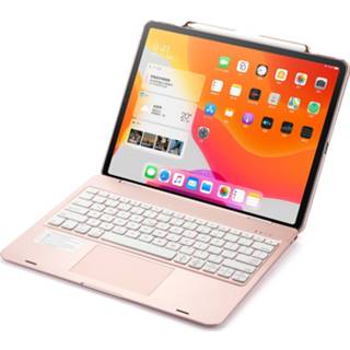 👉 Bluetooth toetsenbord active IPad Pro 12.9 (2020) - hoes verlichting Touchpad Rosé-Goud 8719793121664