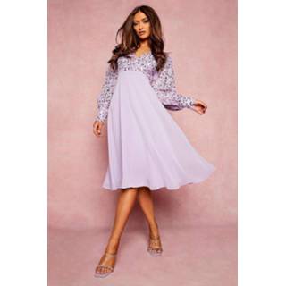👉 Midi Wikkel Skater Jurk Met Pailletten, Lilac