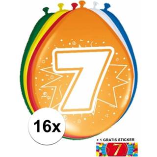 👉 Ballon Ballonnen 7 jaar van 30 cm 16 stuks + gratis sticker