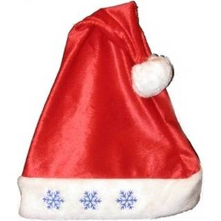 👉 Kerstmuts kunststof rood Met Sneeuwvlok Lampjes - Kerstmutsen Verlichting 8718758123125