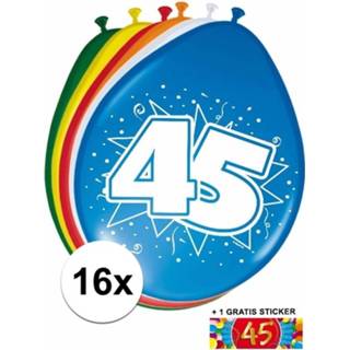 👉 Ballon Ballonnen 45 jaar van 30 cm 16 stuks + gratis sticker