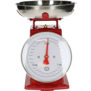 👉 Keukenweegschaal rood metaal active Retro keukenweegschaal, metaal, rood, 3 kg