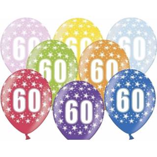 👉 Ballon multikleur 12x Stuks Ballonnen 60 Jaar Thema Met Sterretjes - Verjaardag Feestartikelen/versiering 8720276073974