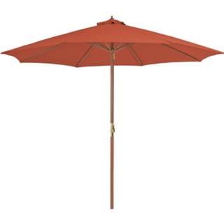 👉 Parasol houten terracotta oranje Vidaxl Met Paal 300 Cm 8718475697374
