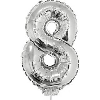 Zilver active Opblaasbare cijfer ballon 8 41 cm